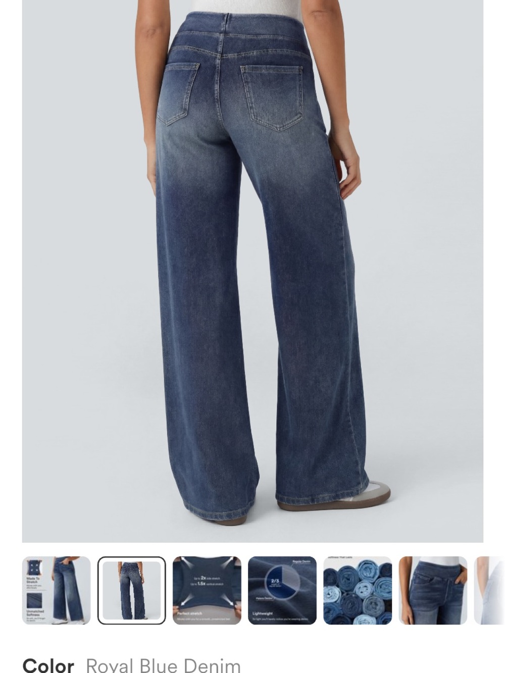 NWOT HALARA Wide-Leg High-Waist Jeans in Dark Blue Wash - Picture 3 of 8